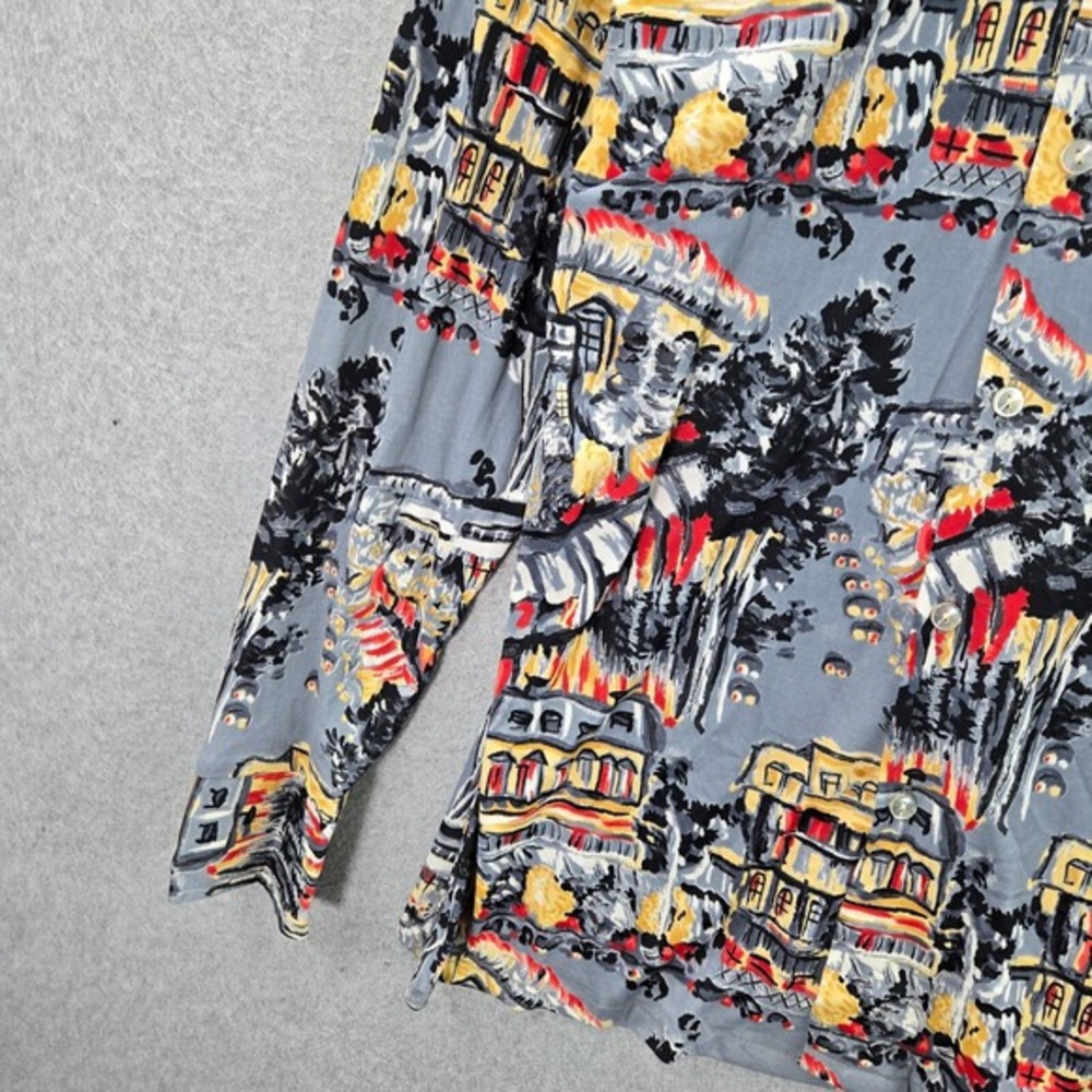 VINTAGE Kings Road Sears Men Button Up Shirt Large Gray Town City 60s 70s - Picture 10 of 11